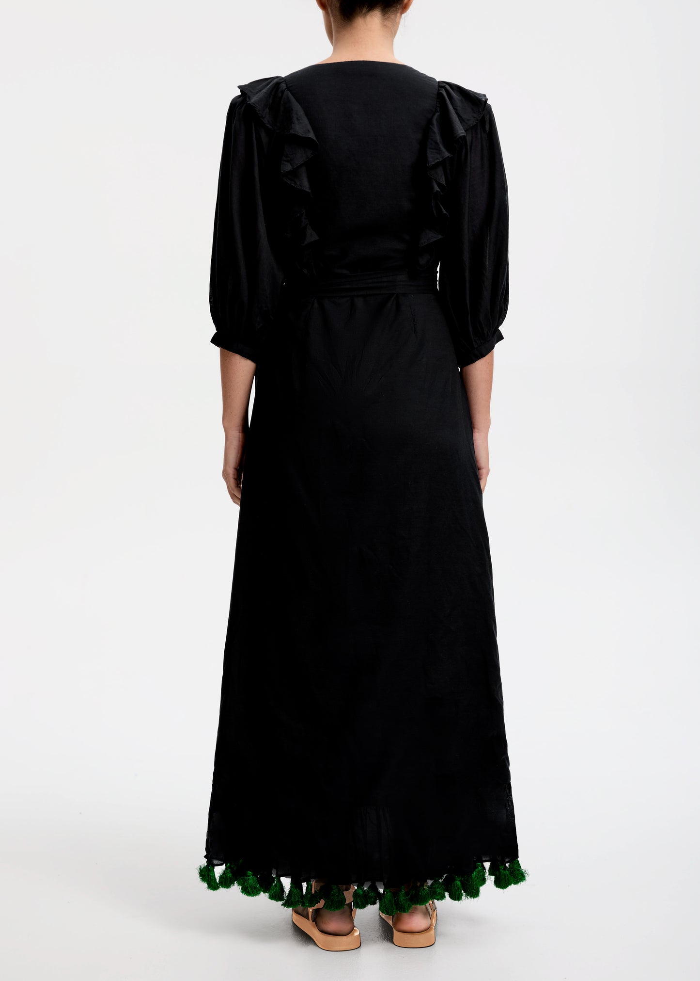 ZA Collective Meg Black Cotton Wrap Dress