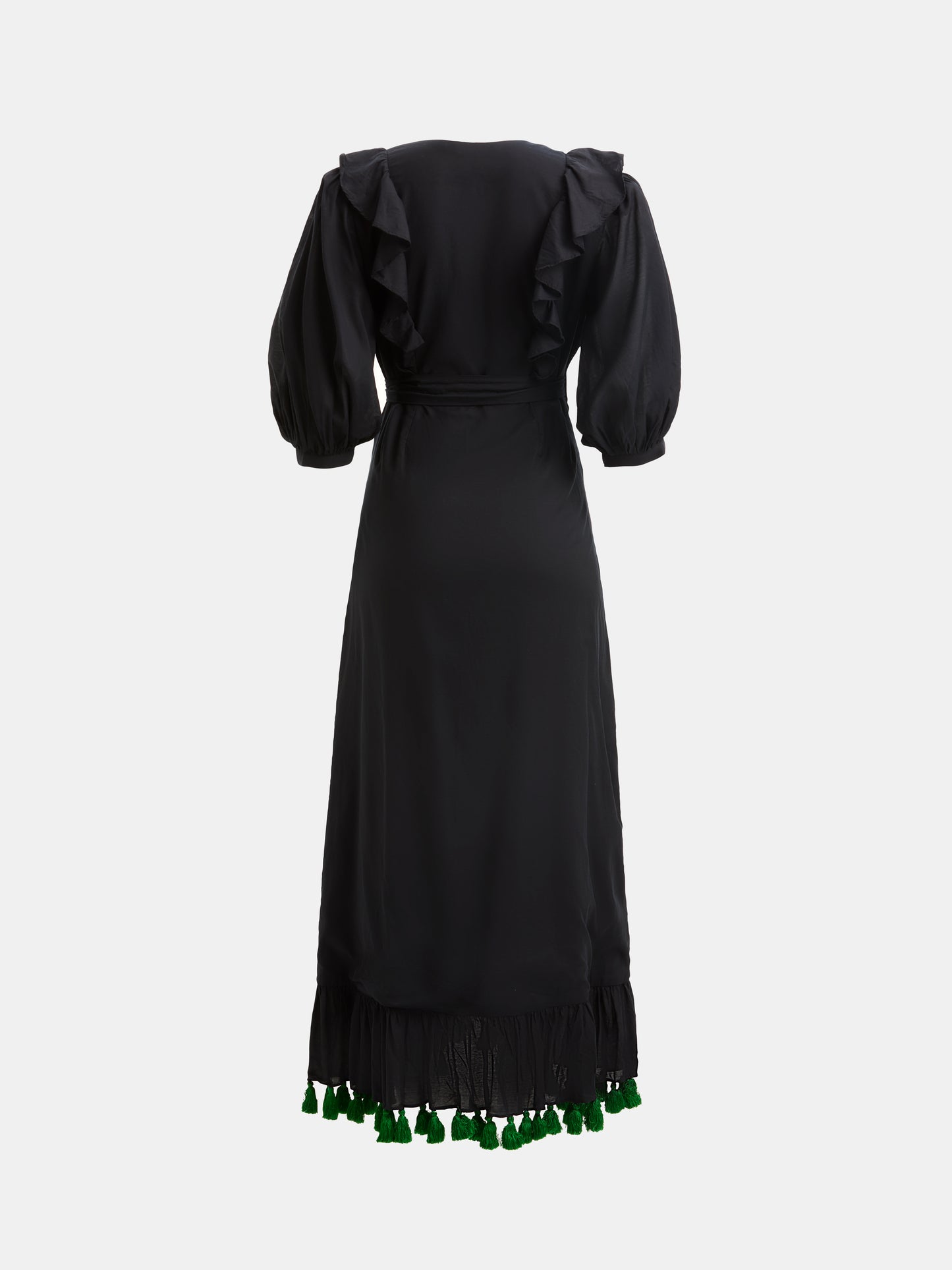 ZA Collective Meg Black Cotton Wrap Dress