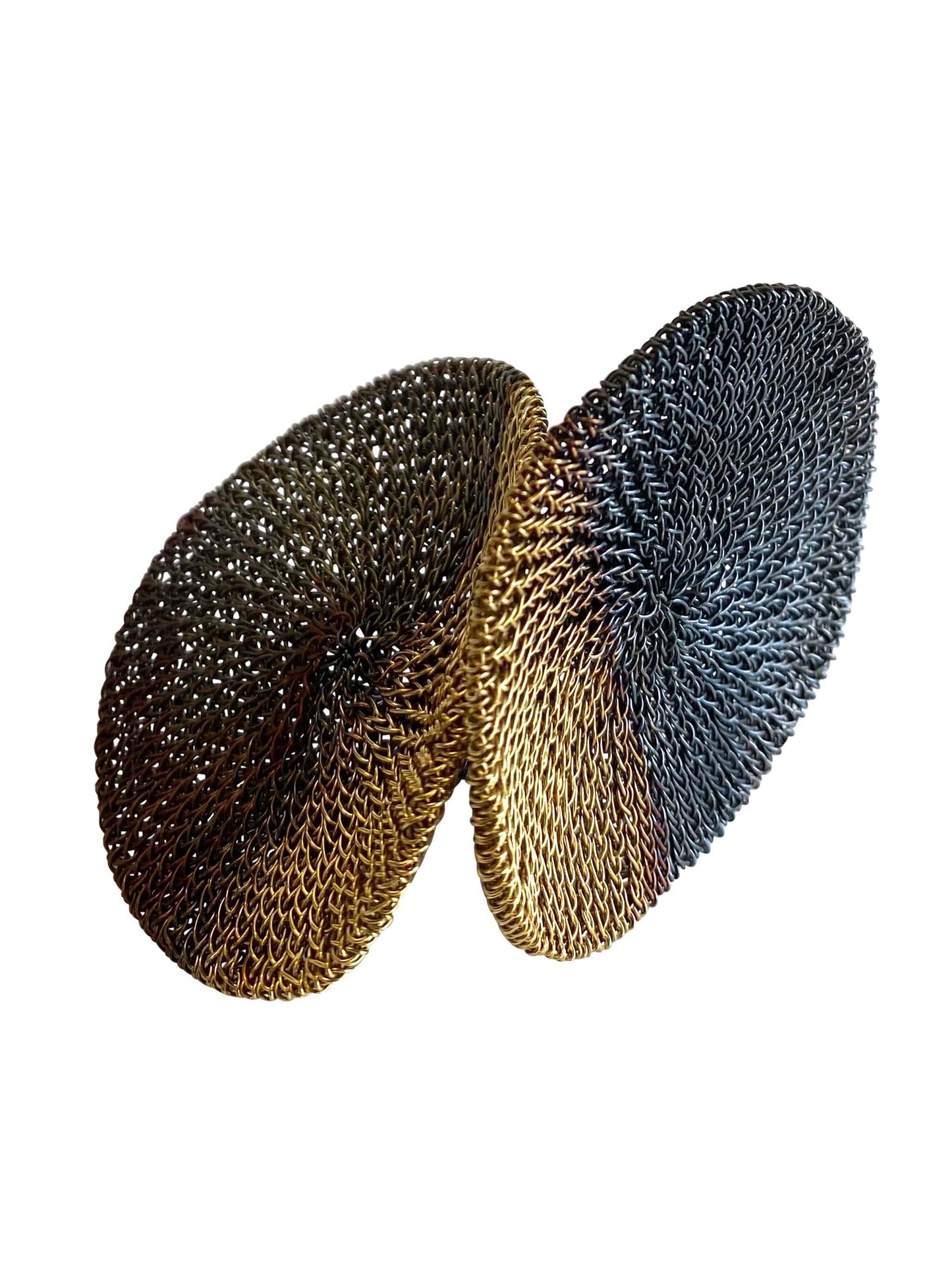 Twin Sun Disk Metallic Mesh Ring by Milena Zu
