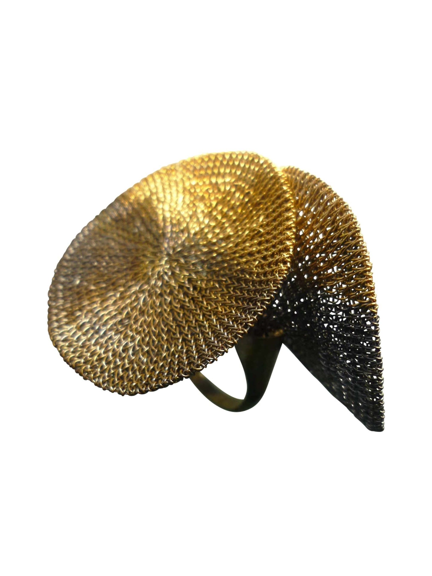 Twin Bronze Sun Disk Metallic Mesh Ring by Milena Zu