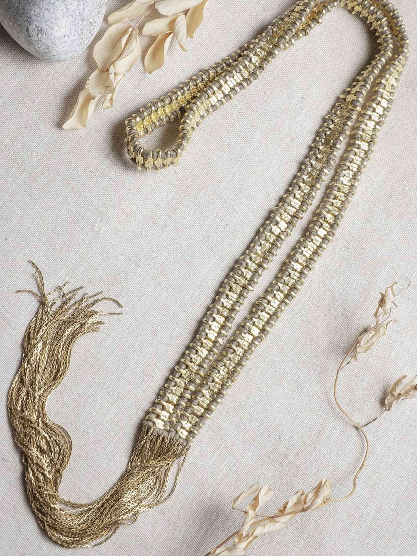 Decorative Jewellery Gold and Nude Tone Vermeil Fringe Necklace