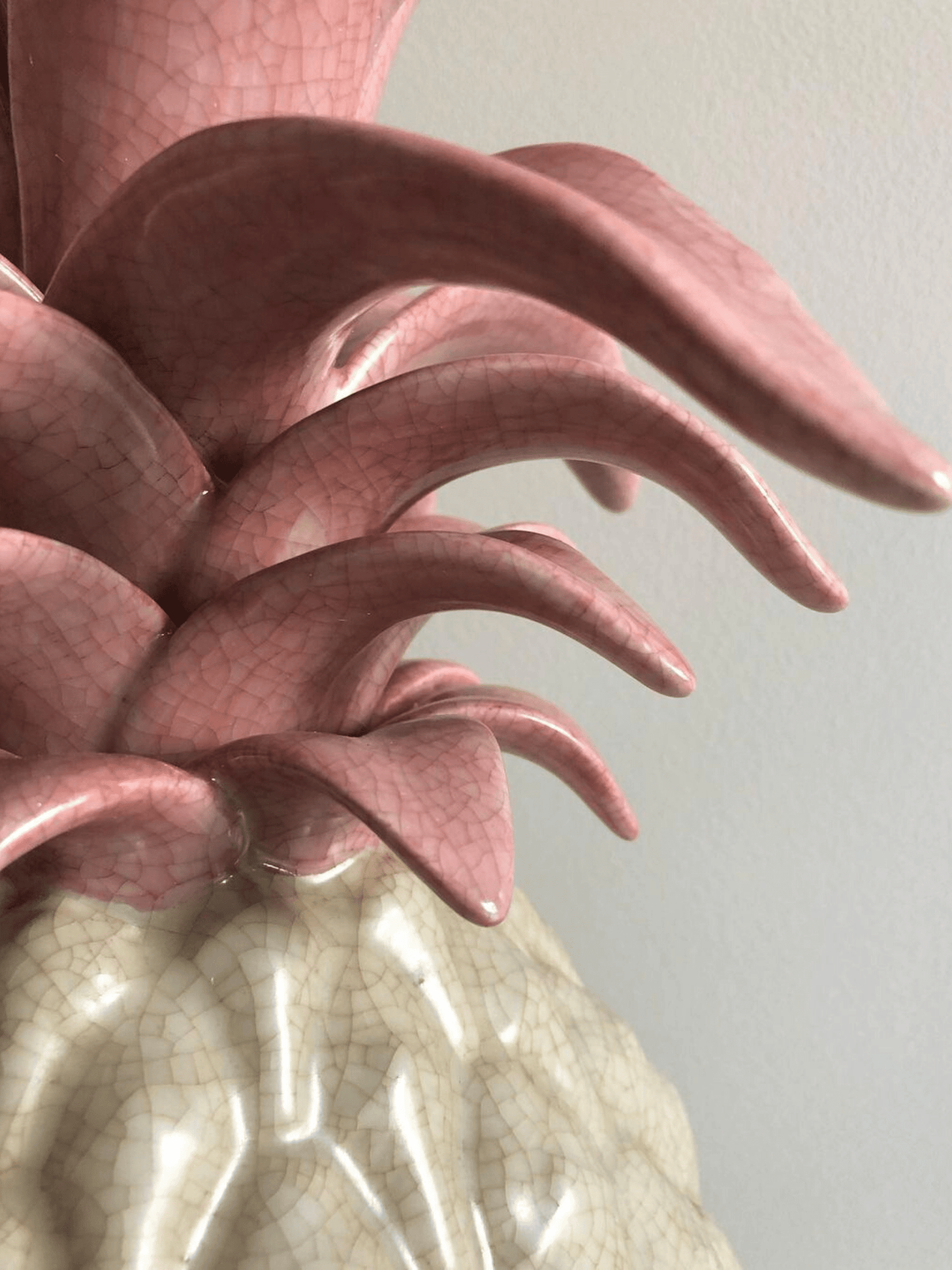 Pineapple Ceramic Lamp Base in Pink and Cream
