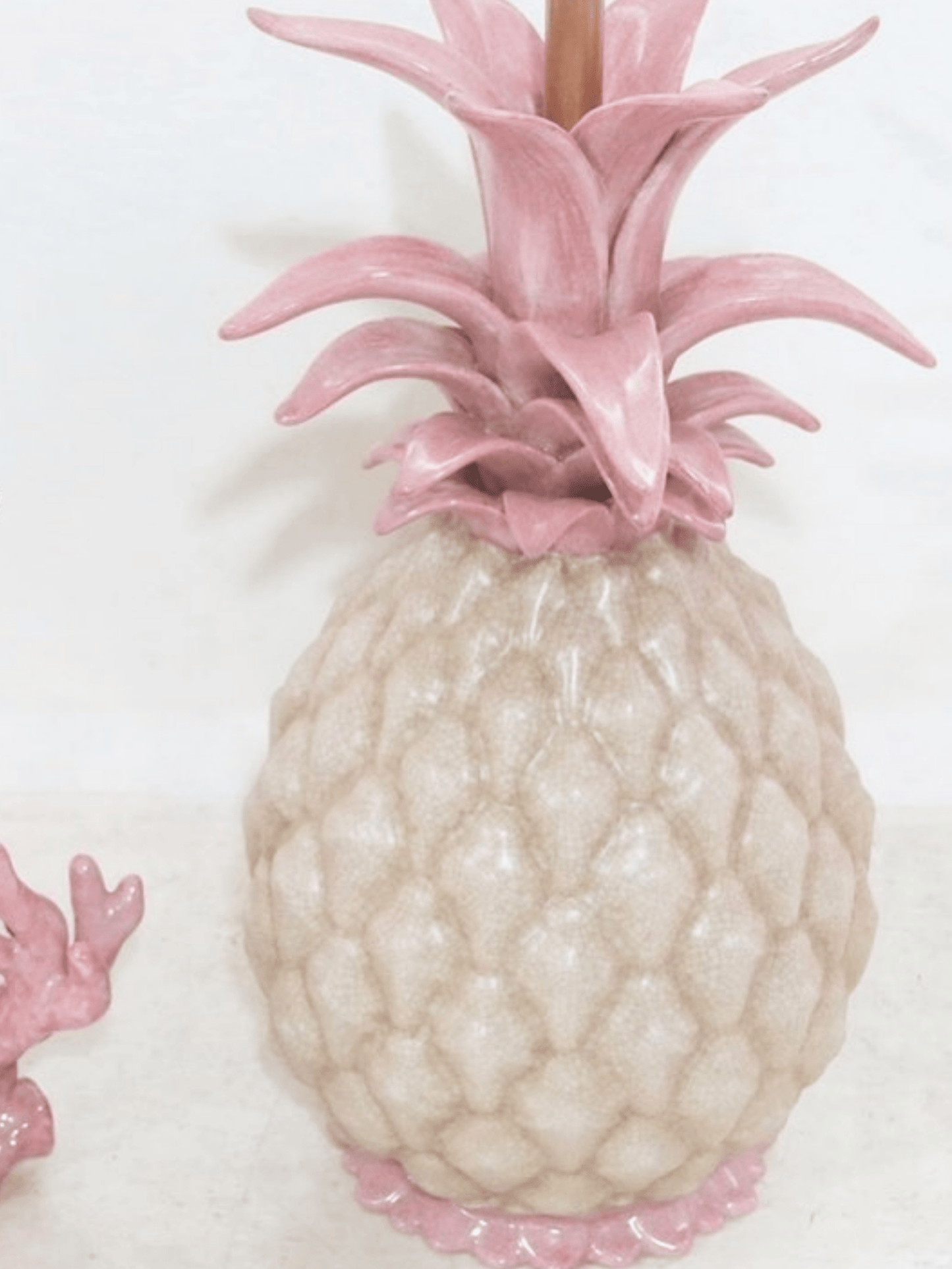 Pineapple Ceramic Lamp Base in Pink and Cream