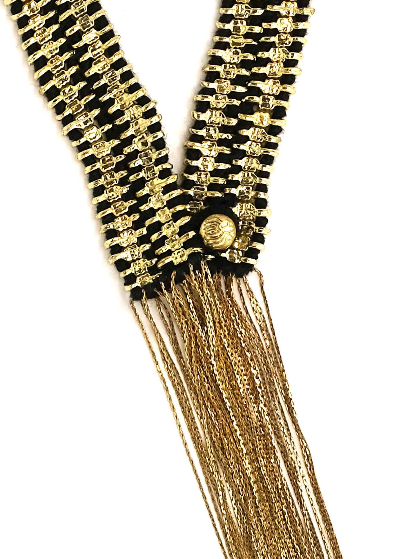 Komodo Queen Large Vermeil Chain Fringe Necklace with Black Tassels