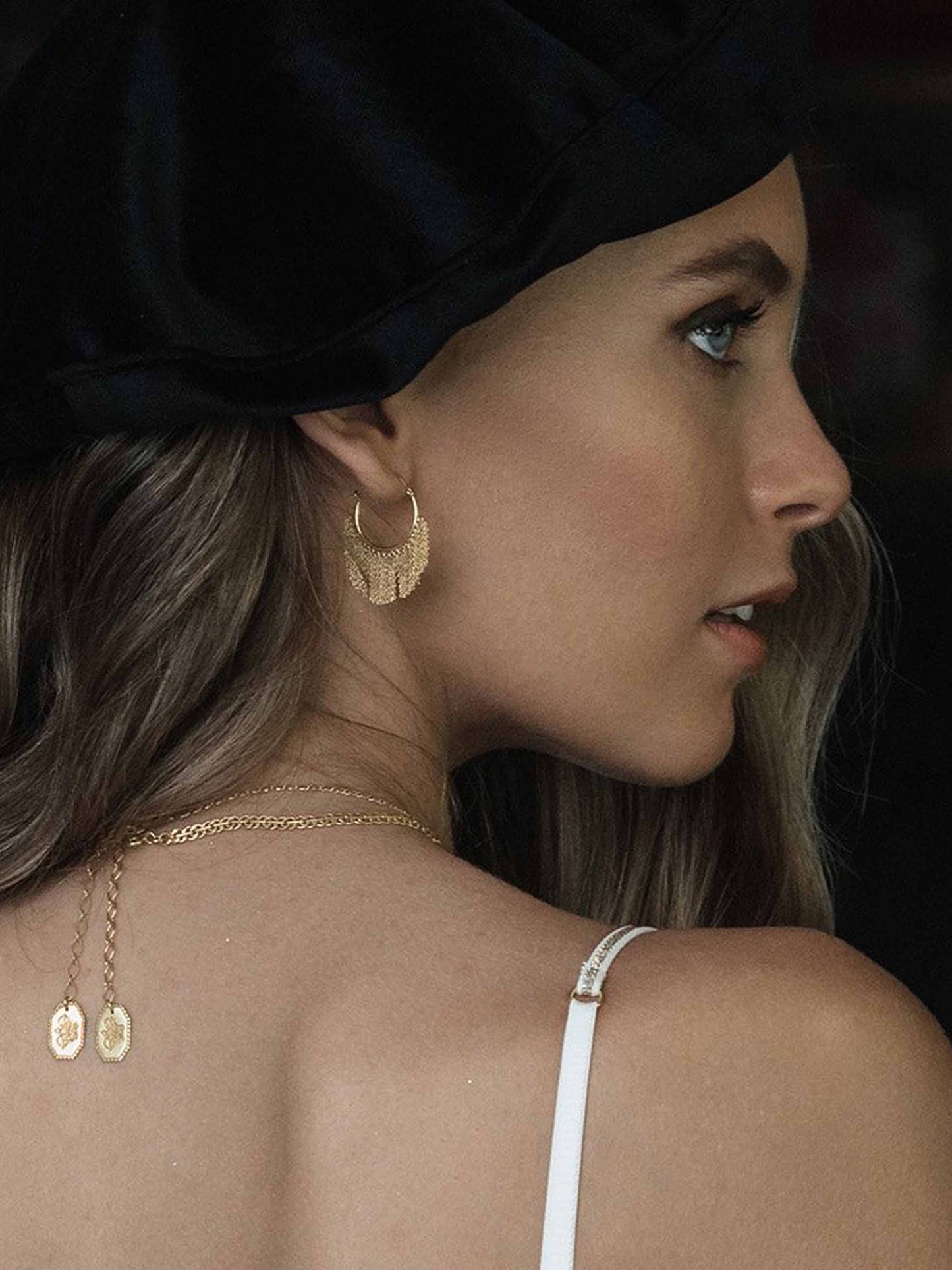 Tassel Hoop Chain Earrings Lazy Saturday Gold Plated by Monsieur Blonde