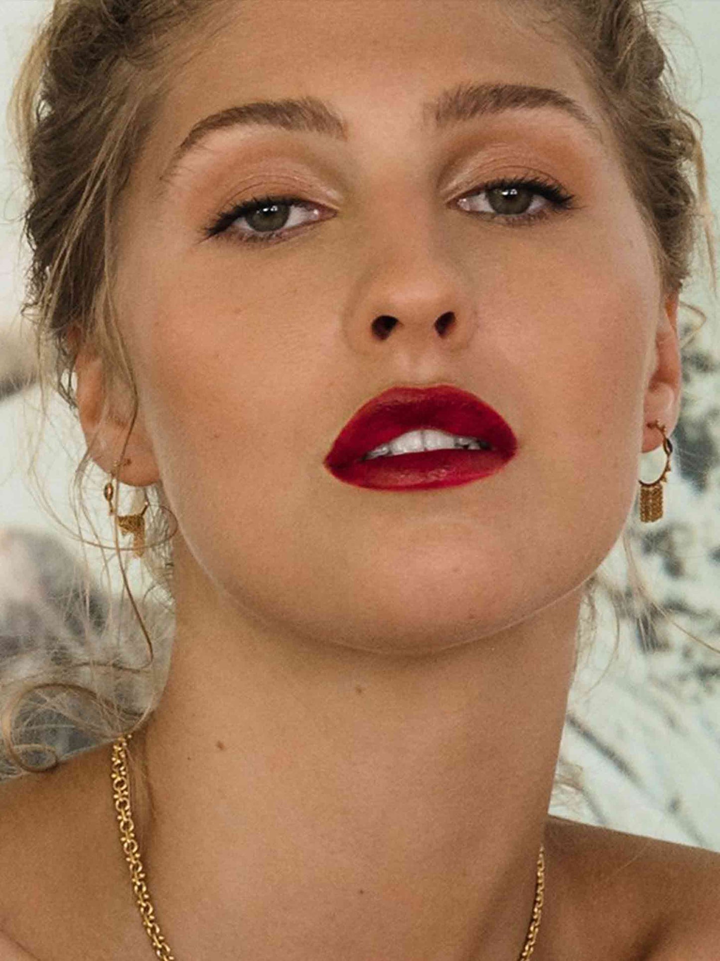 Me First Black Onyx Gold Plated Chain Hoop Earrings by Monsieur Blonde