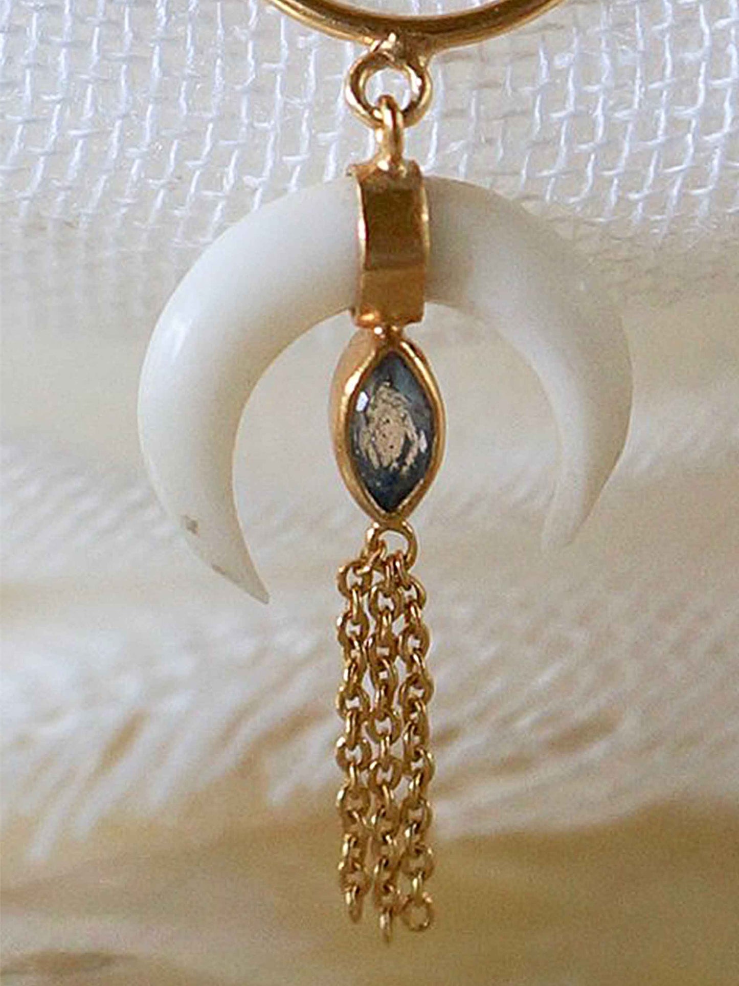 Moon Child Crescent Bone Chain Drop Earrings by Monsieur Blonde