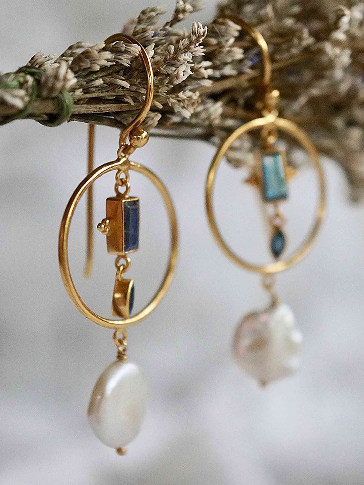 Salt Washed Gold Plated Baroque Pearl Drop Earrings by Monsieur Blonde
