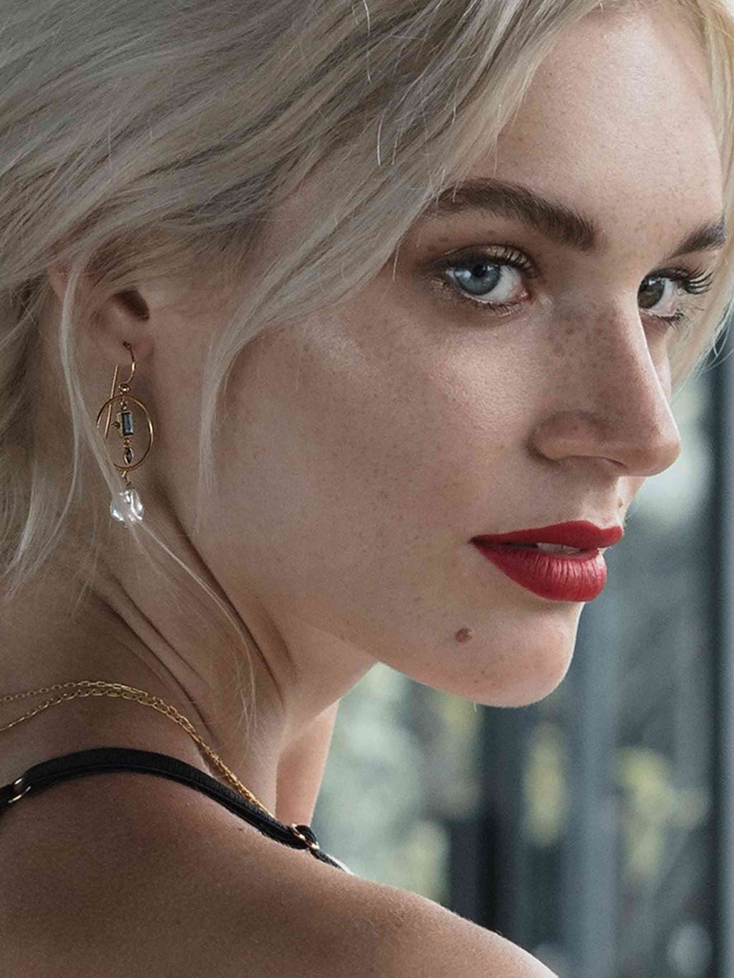 Salt Washed Gold Plated Baroque Pearl Drop Earrings by Monsieur Blonde