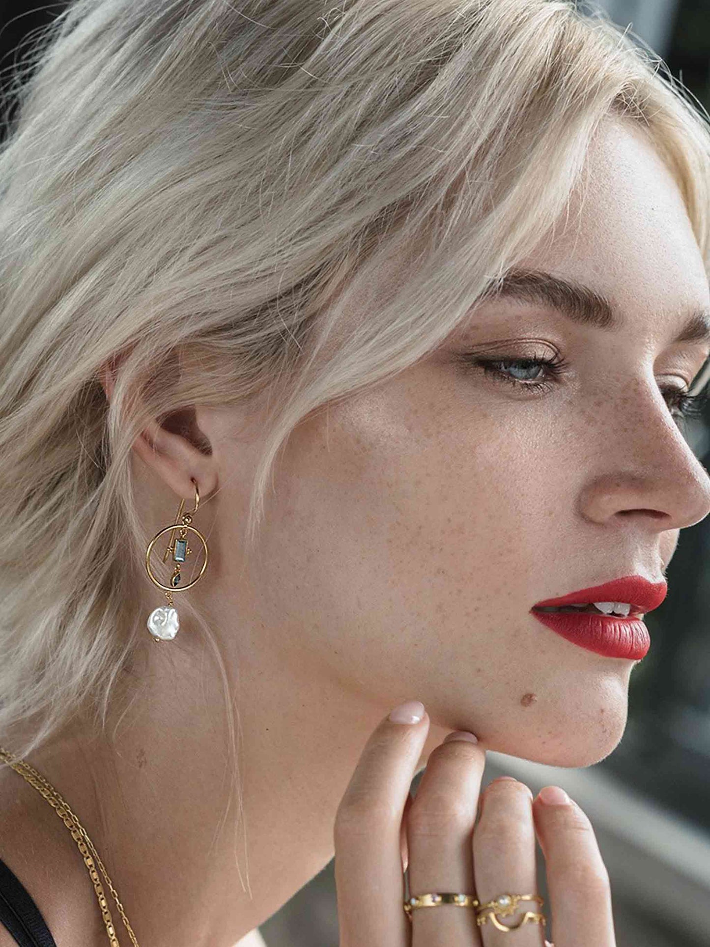 Salt Washed Gold Plated Baroque Pearl Drop Earrings by Monsieur Blonde