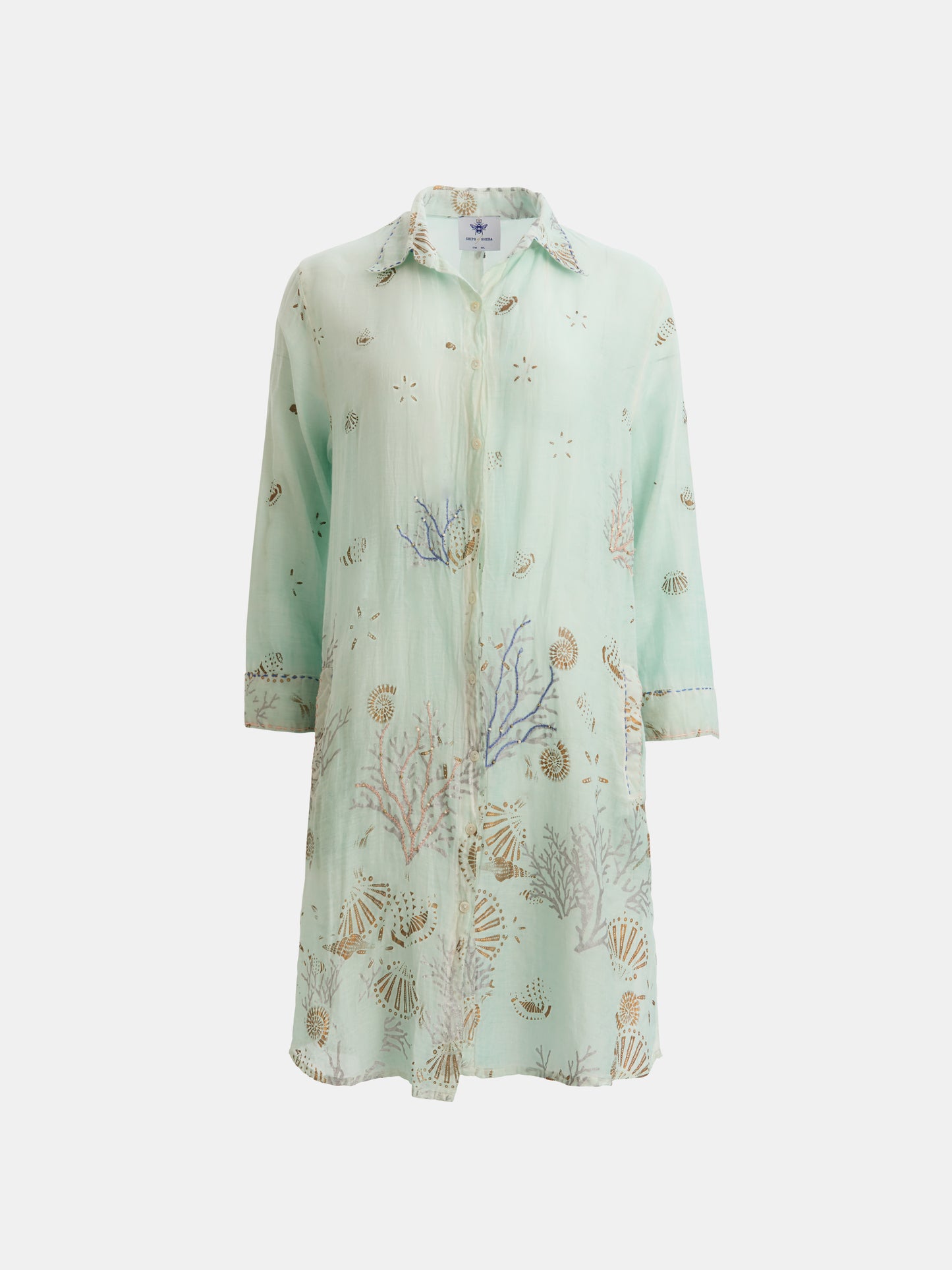 ZA Collective Aquamarine Cotton Shirt Dress