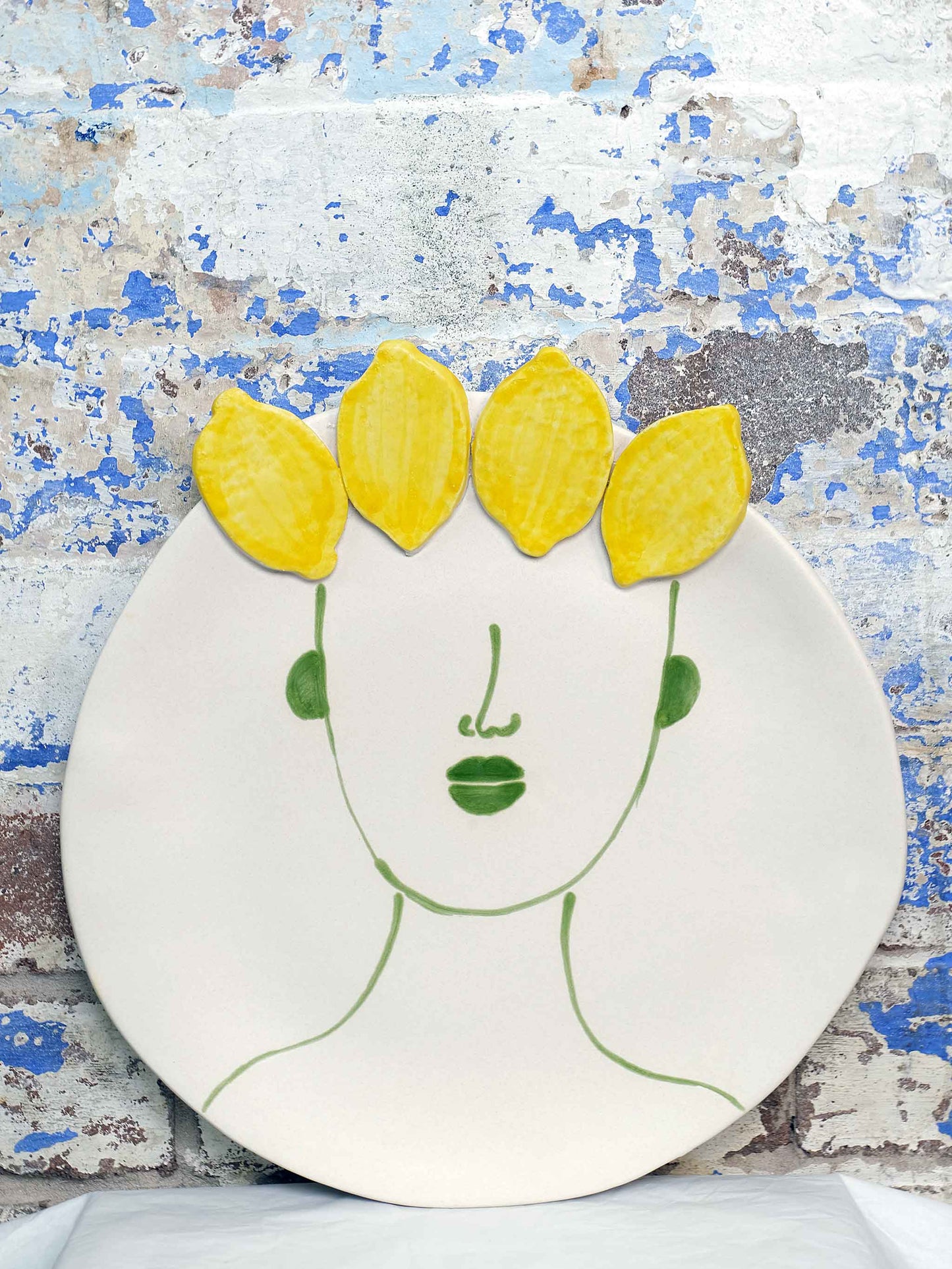 Designer Handmade Ceramic Large Sicilian Lemon Head Platter