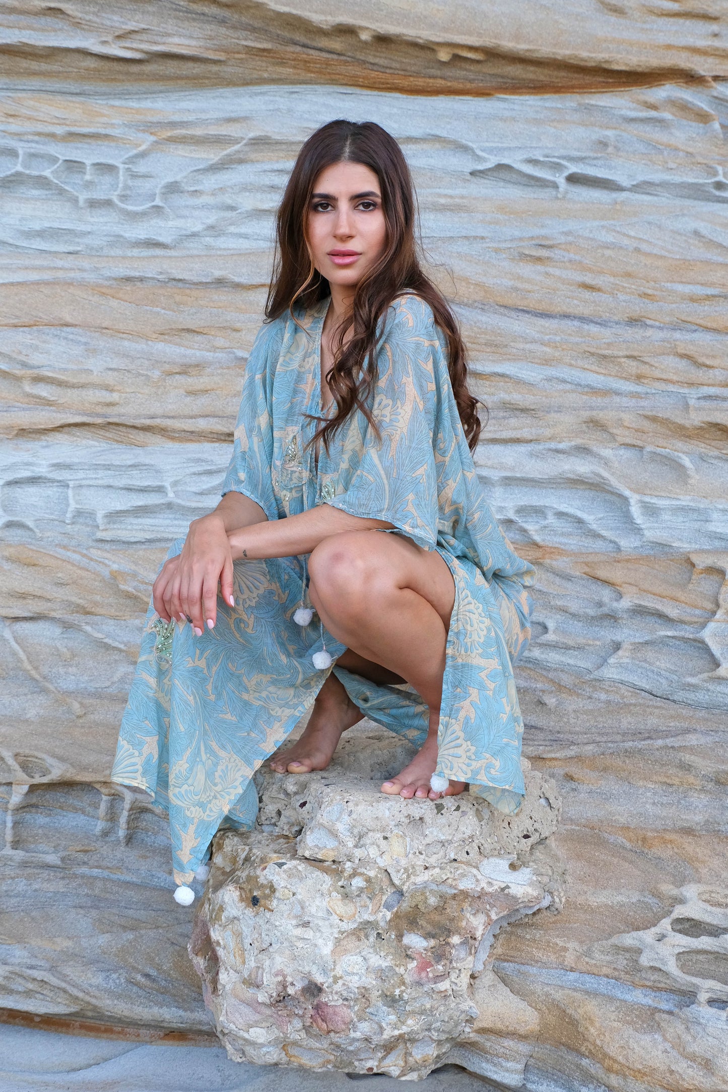 ZA Collective Azure Cotton Kaftan Dress