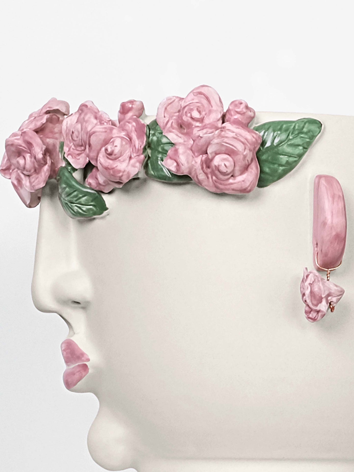 Designer Handmade Ceramic Sicilian Head Miniature Rosa Pot 13cm