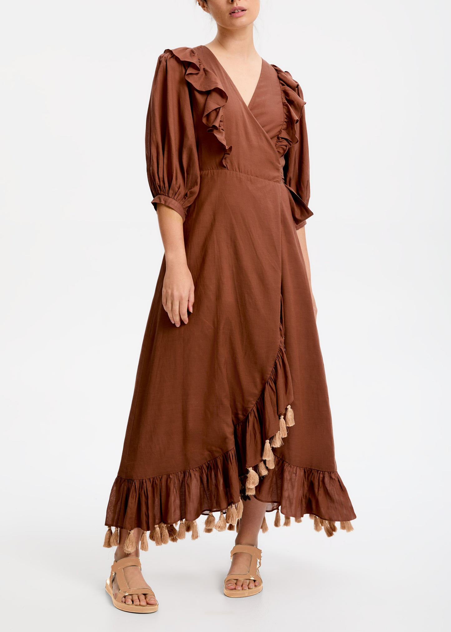 ZA Collective Meg Tan Cotton Wrap Dress