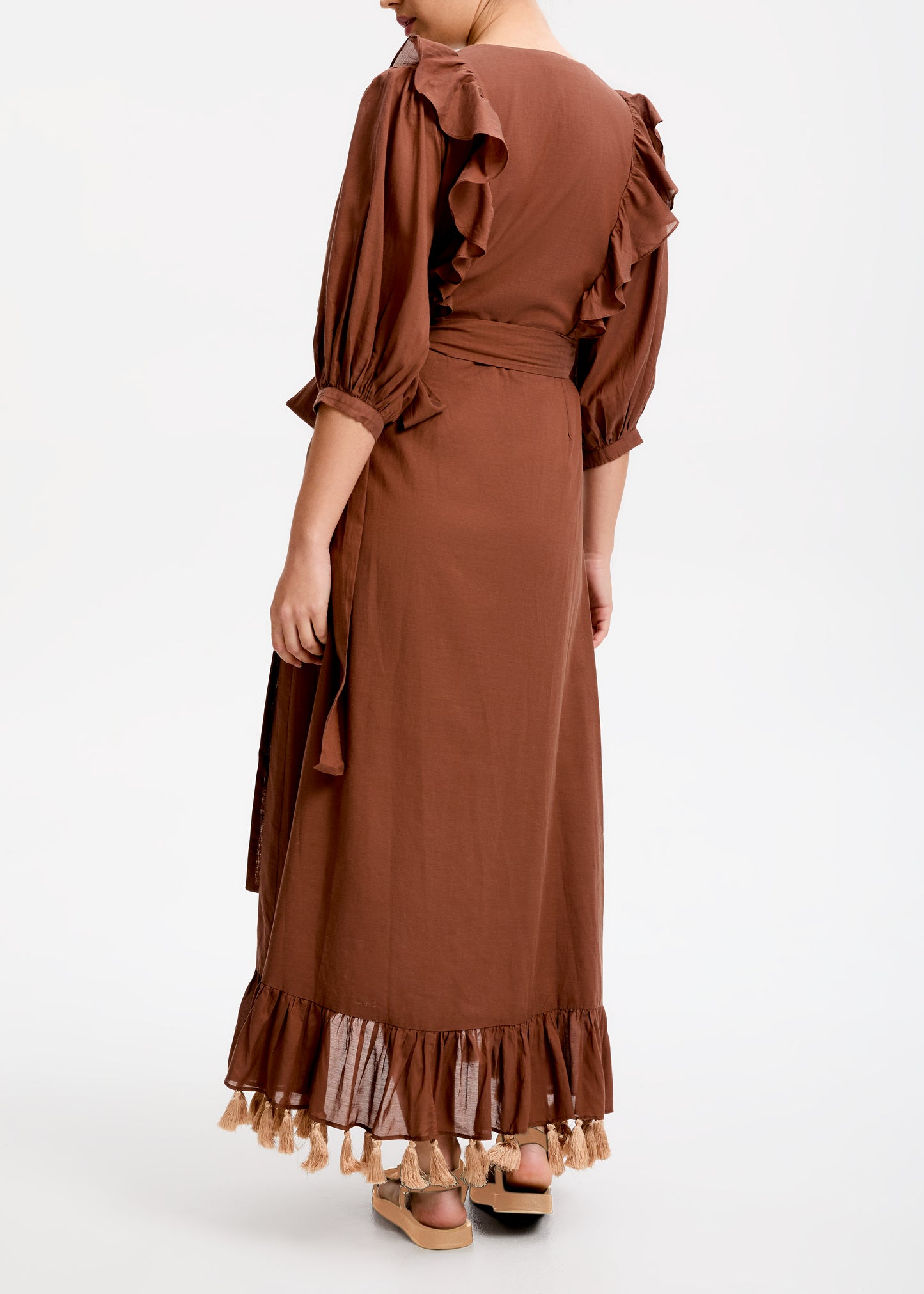 ZA Collective Meg Tan Cotton Wrap Dress