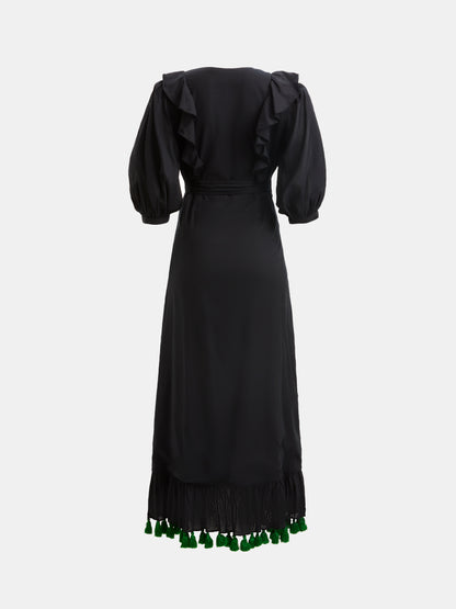 ZA Collective Meg Black Cotton Wrap Dress