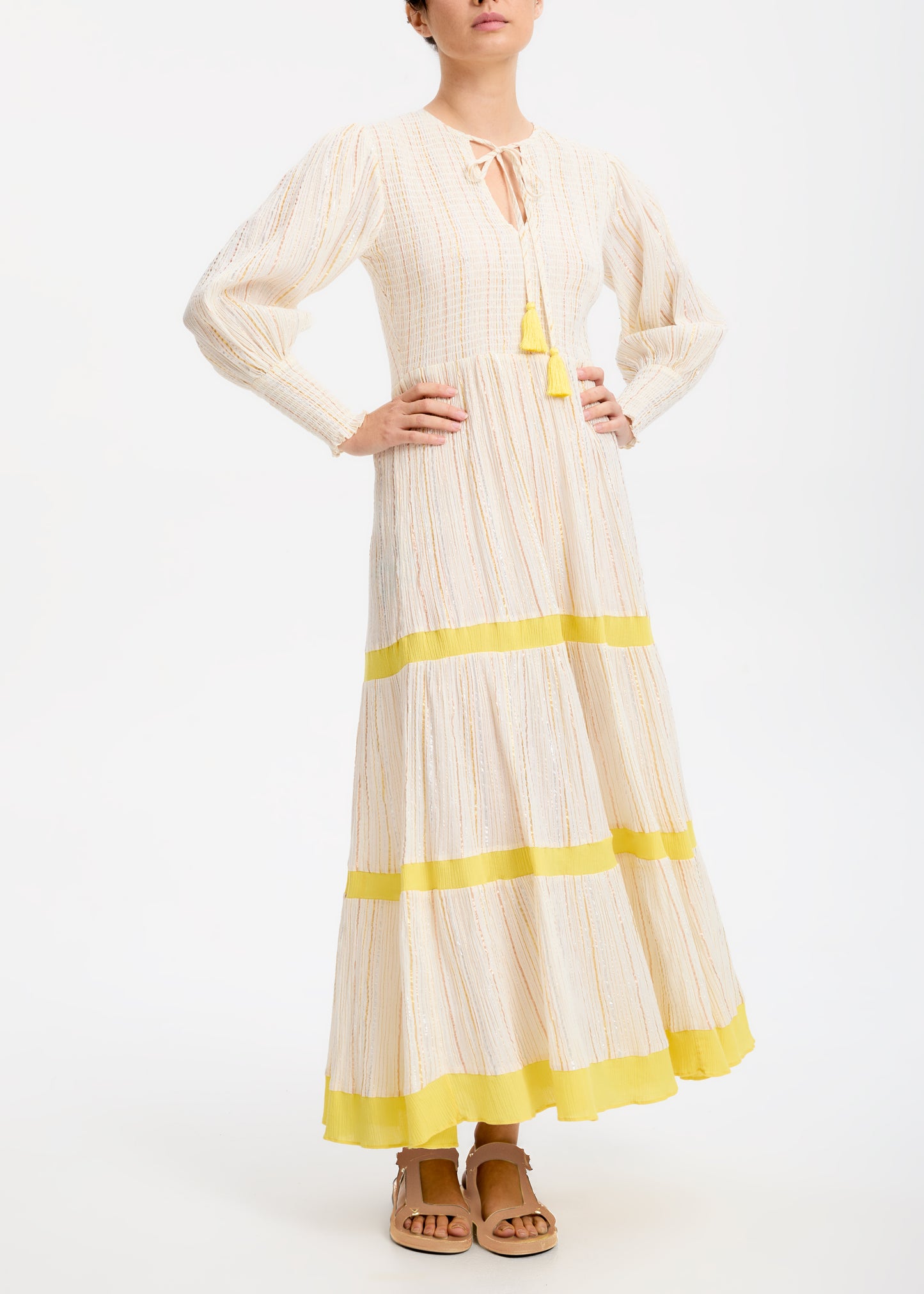 ZA Collective Positano Yellow Midi Dress