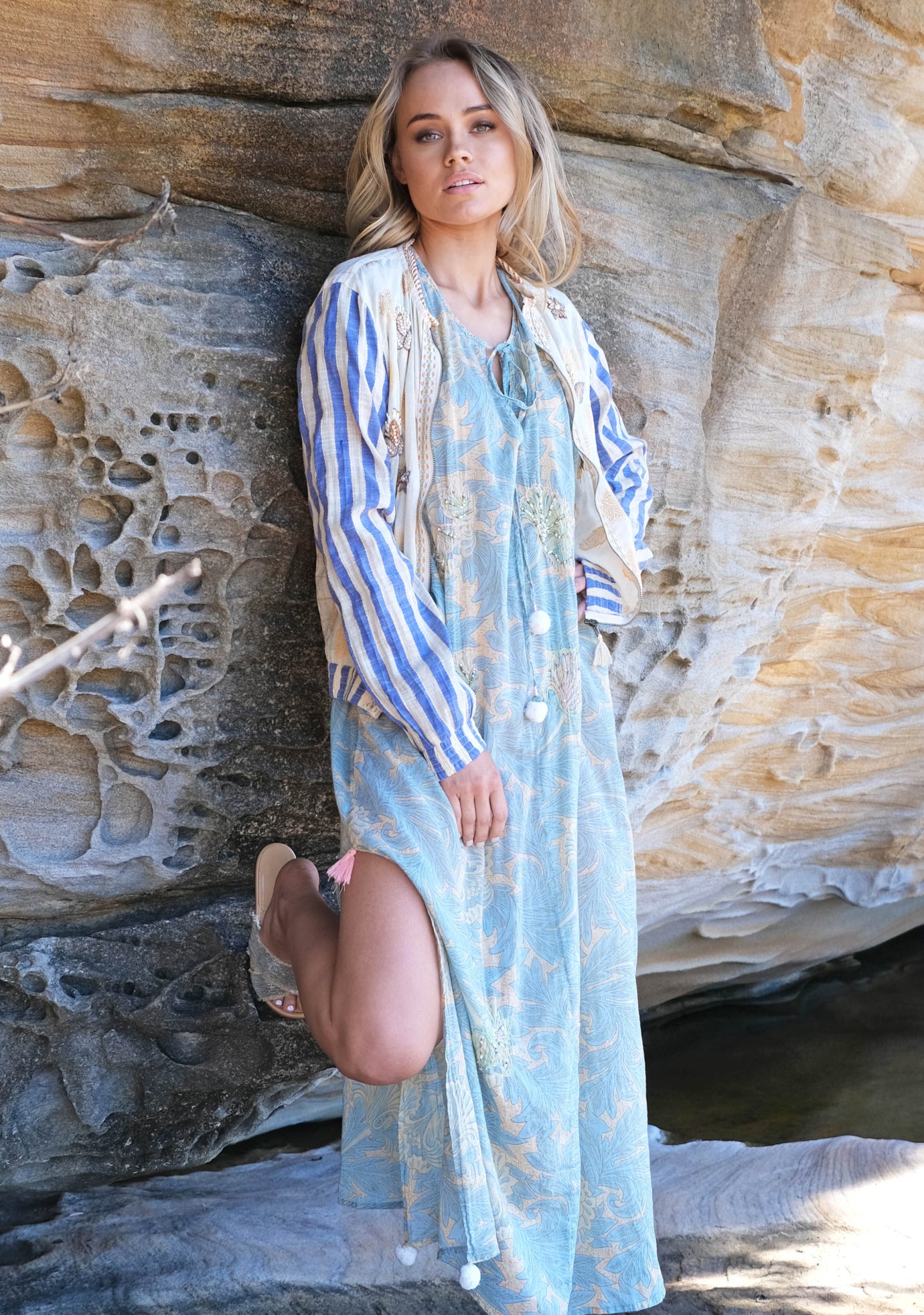 ZA Collective Azure Cotton Kaftan Dress