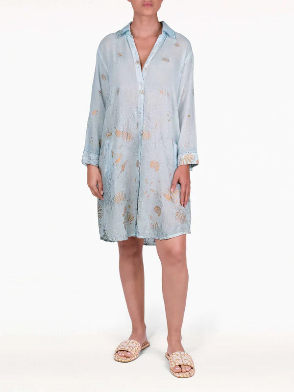 ZA Collective Aquamarine Cotton Shirt Dress