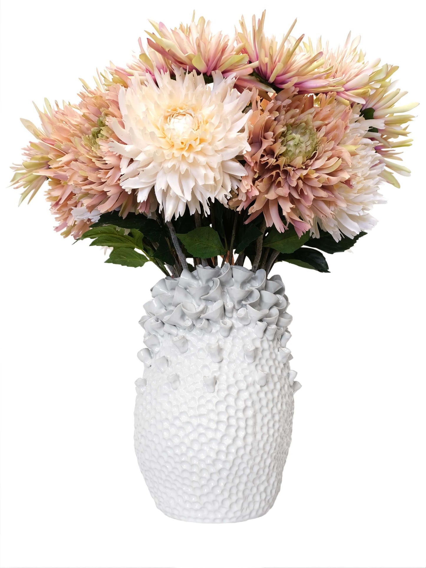 Large White Ceramic Vase Tulip Textured 35 cm - Shop Charlies Interiors
