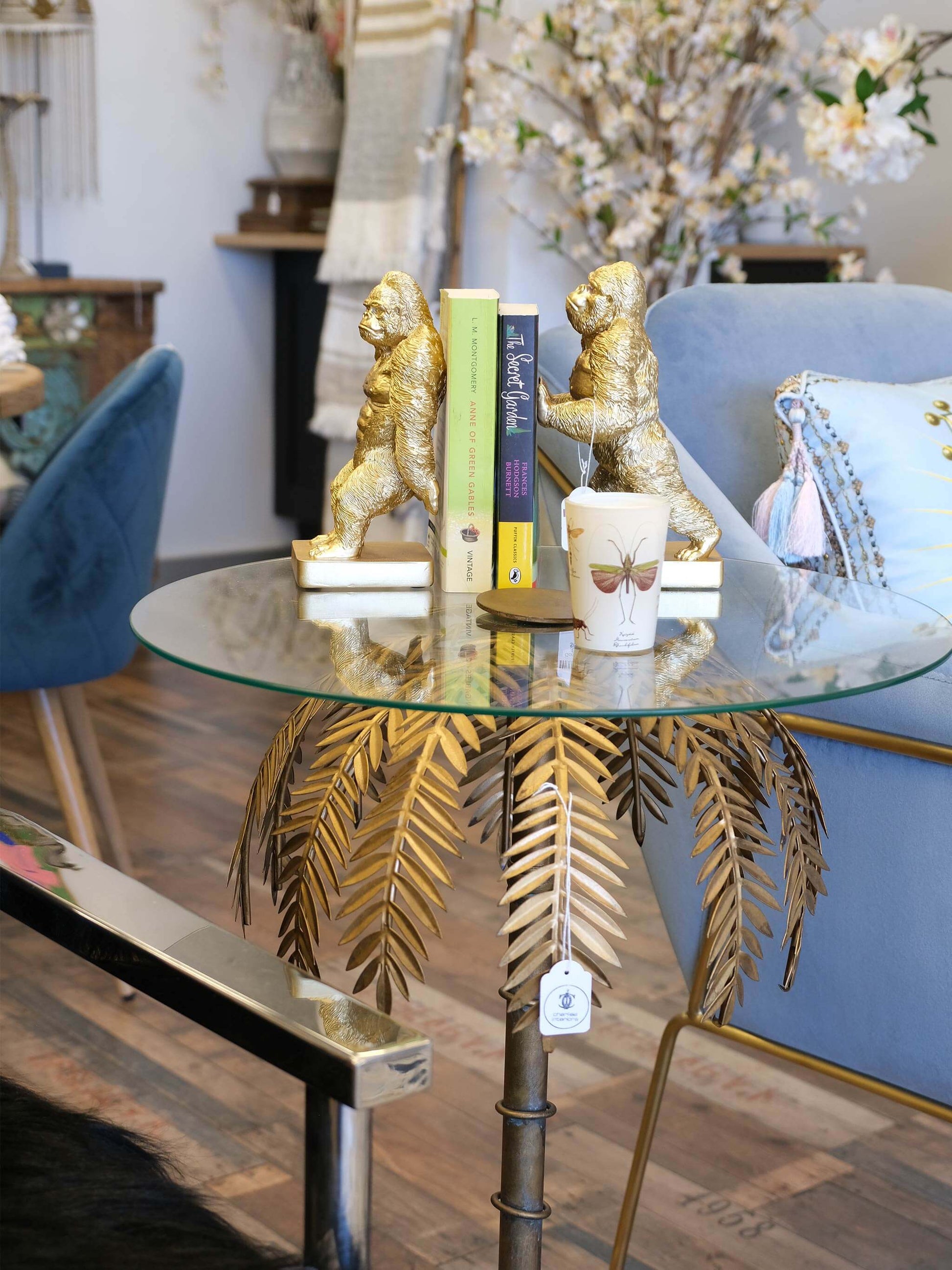 Glass Palm Coffee Side Table - Shop Charlies Interiors