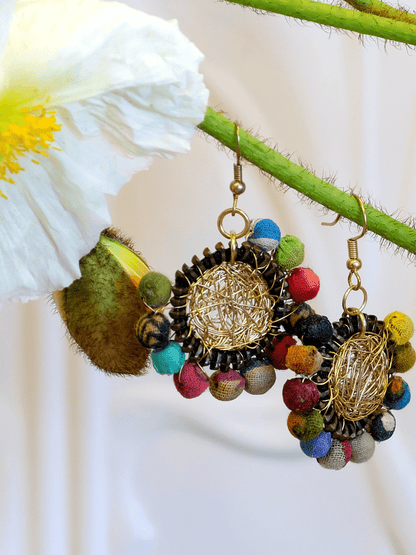 Zeus Handmade Multicoloured Circle Medallion Earrings - Shop Charlies Interiors