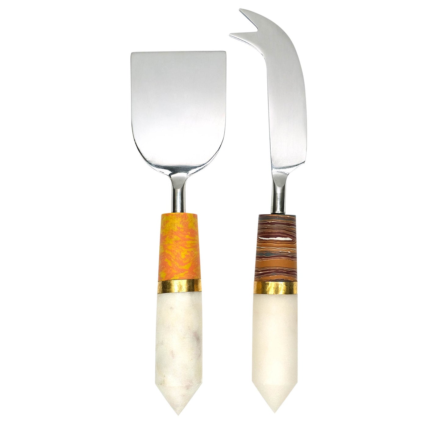 2 Pc Stainless Steel & Marble Cheese Knife Set