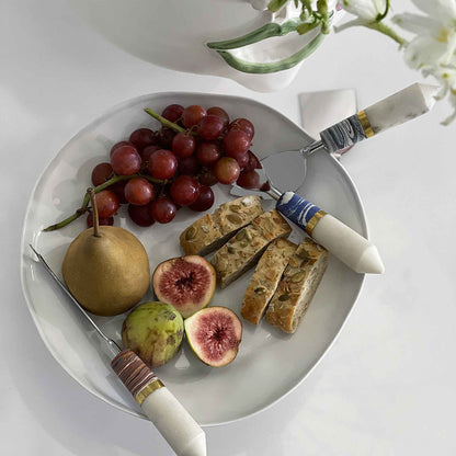 2 Piece Cheese Knife Set, Stainless Steel & Marble