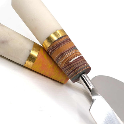 2 Pc Stainless Steel & Marble Cheese Knife Set