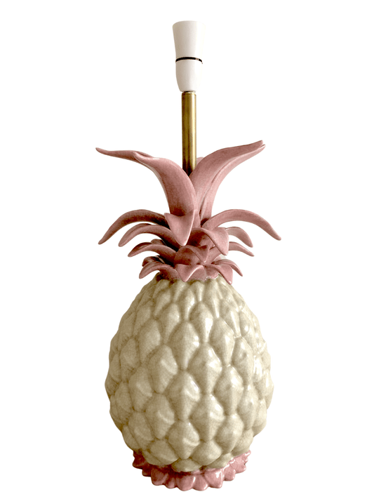 Tropical Pineapple Ceramic Lamp Base in Pink and Cream