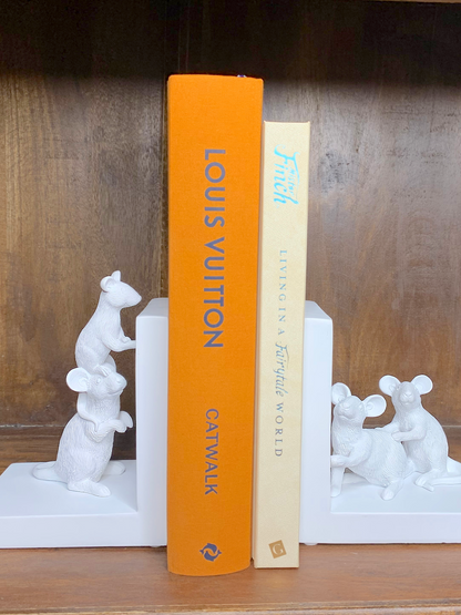 Animal Bookends White Resin 26cm Set of 2
