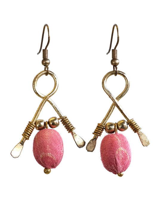 Taurus Handmade Pink and Gold Drop Earrings- Shop Charlies Interiors