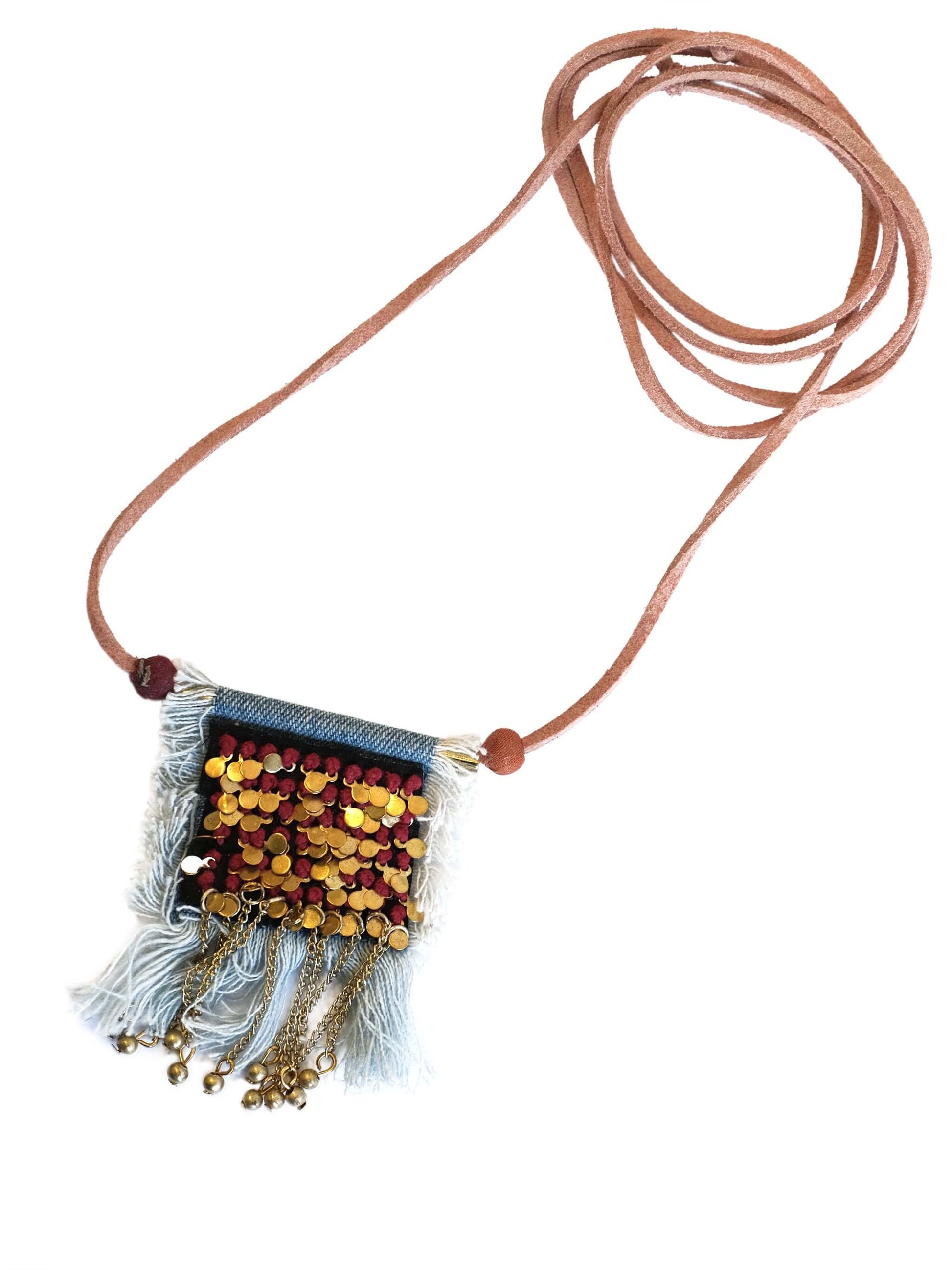 Rama Denim Pendant Adjustable Necklace