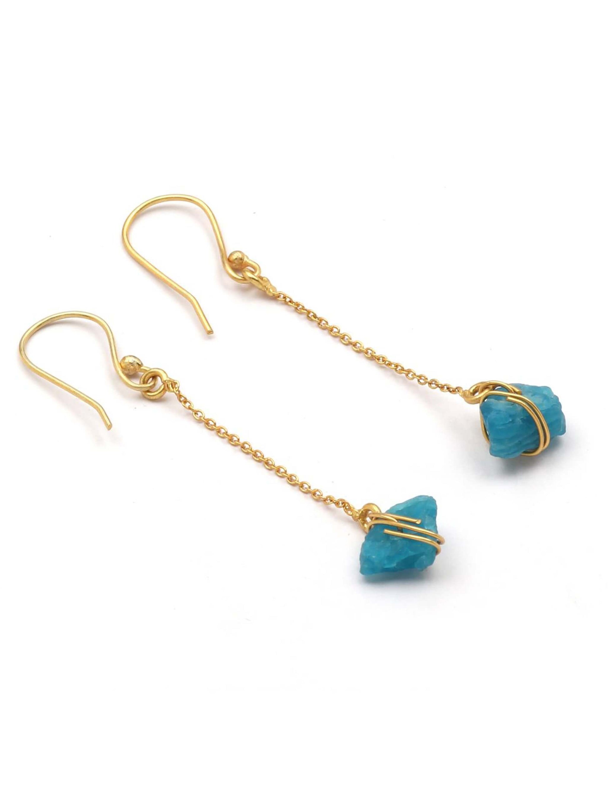 Ek Chain Blue Gemstone Gold Tone Hook Drop Earrings Shop Charlies Interiors