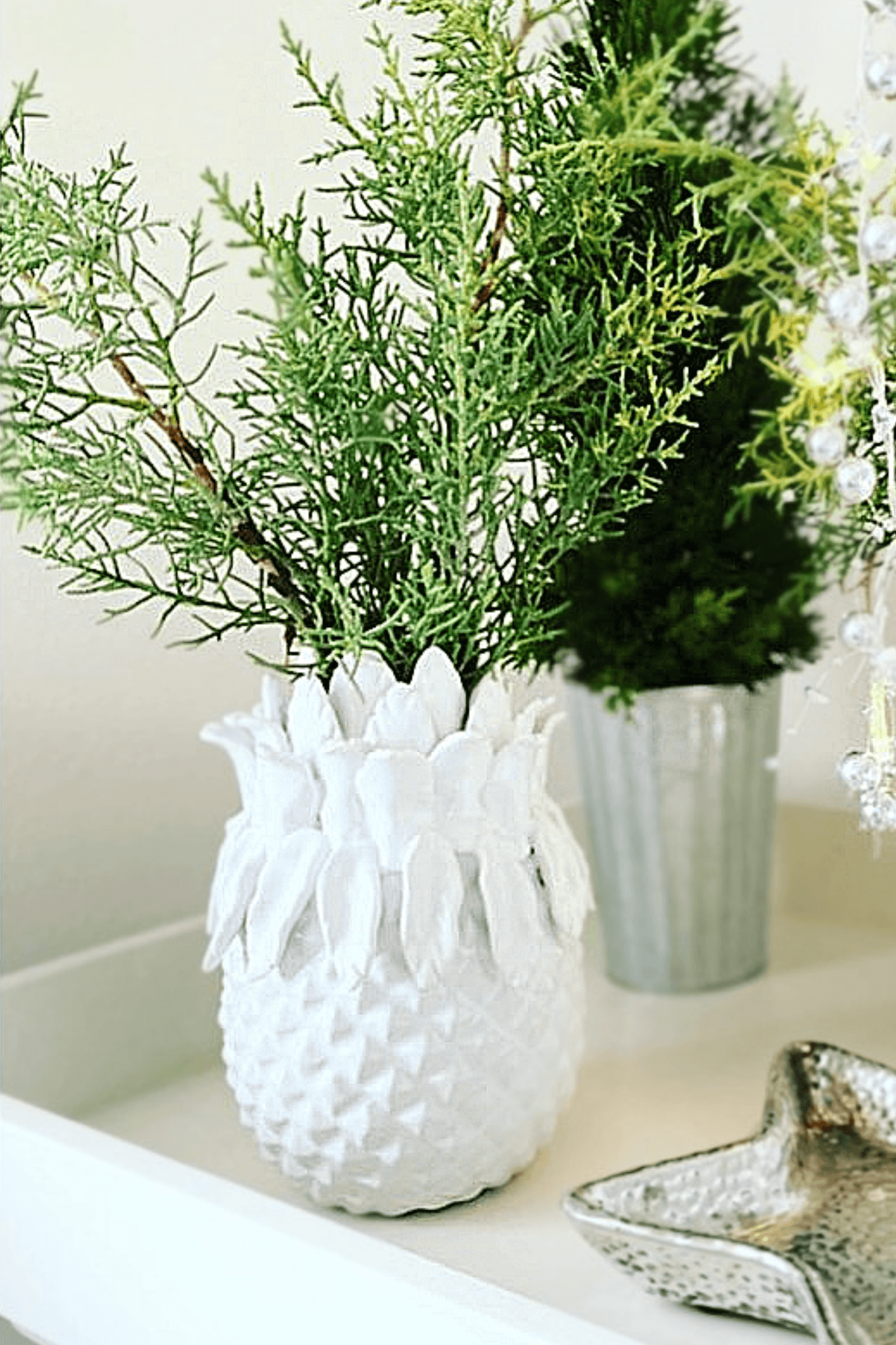 Pineapple Textured White Vase - Shop Charlies Interiors