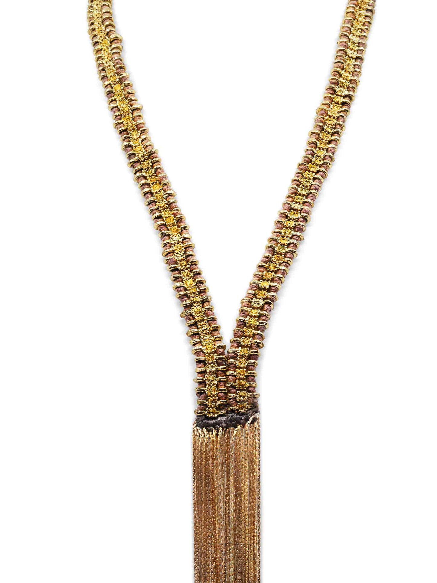 Decorative Jewellery Gold and Nude Tone Vermeil Fringe Necklace