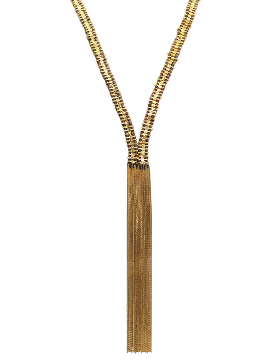 By the Meadow, Gold & Nude Tone Vermeil Fringe Necklace