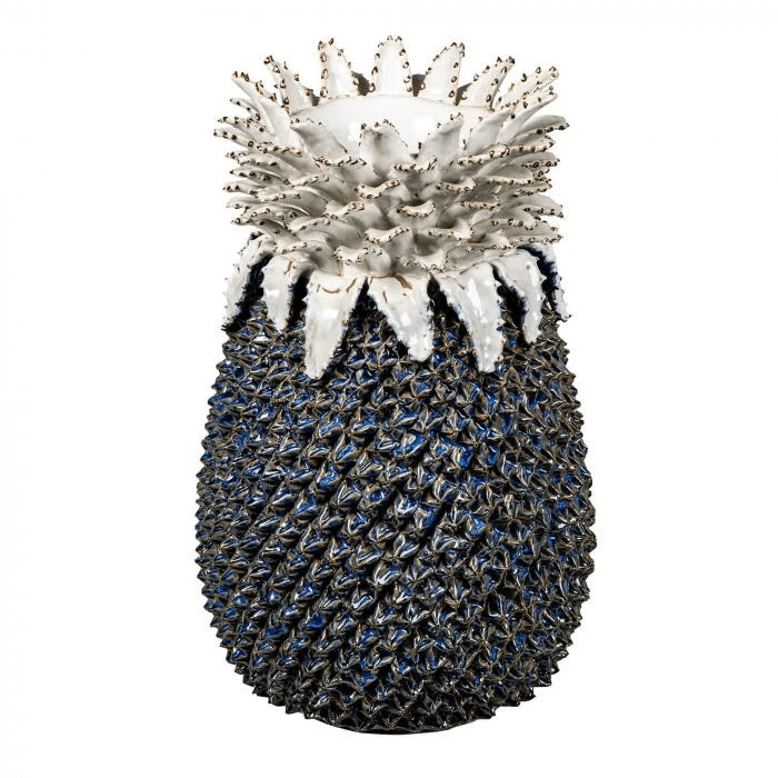 Ceramic Art Pineapple Vase Blue and White 46cm Height - Shop Charlies Interiors