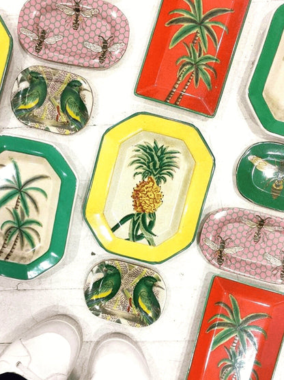 Yellow & Green Porcelain Ananas Wall Plate  by C.A.M - Shop Charlies Interiors