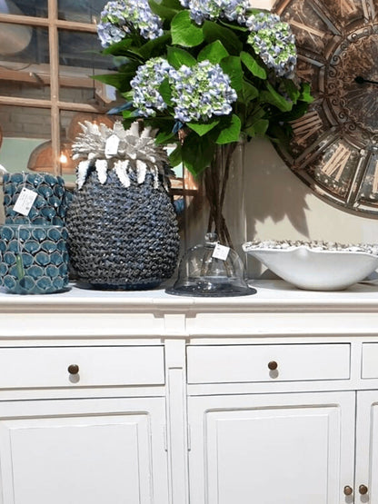Handmade Ceramic Pineapple Vase Blue and White 46cm Height - Shop Charlies Interiors