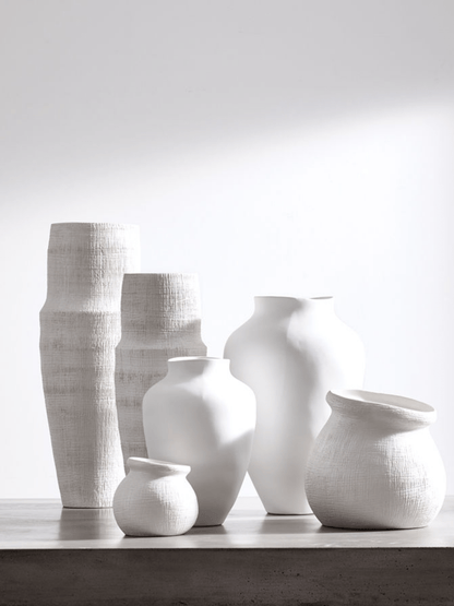 Pulo Large Organic White Stoneware Tall Vase