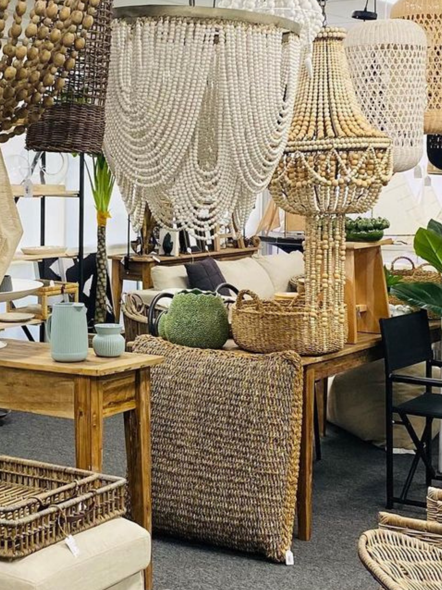 Beaded Wooden Tassel Chandelier by Mediterranean Markets - Shop Charlies Interiors