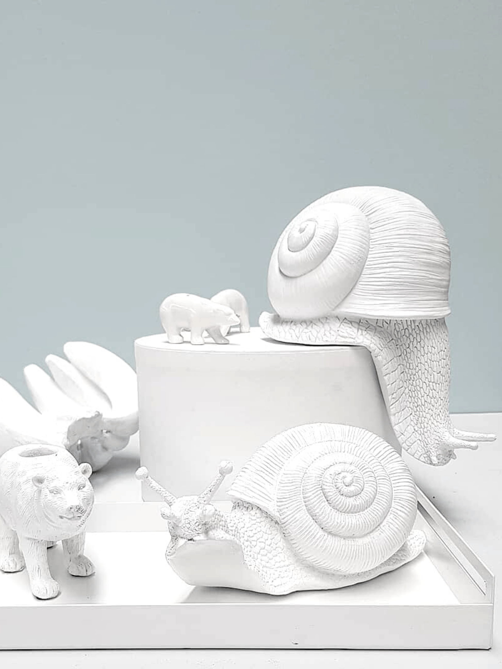 Decorative Ornament Shelf Snail White Resin 24cm