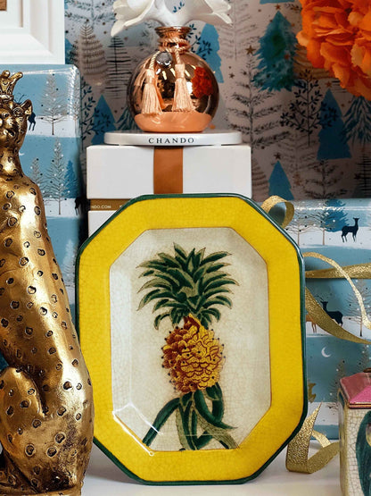 Yellow Porcelain Wall Plate/Trinket Dish Ananas by C.A.M 22.5 cm