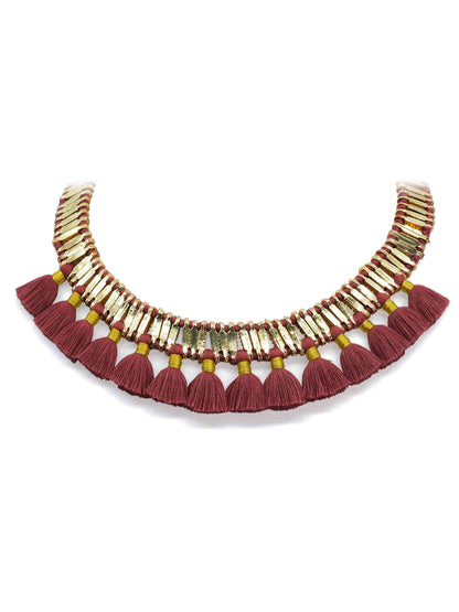 Women's Qabeela Tassel Choker Necklace Rose & Gold Tone