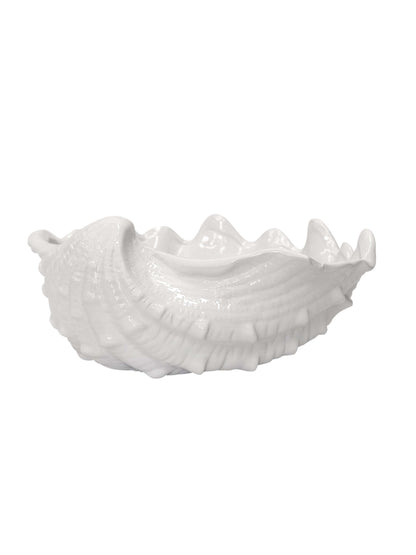 Ceramic White Glazed Clam Decorative Bowl Large