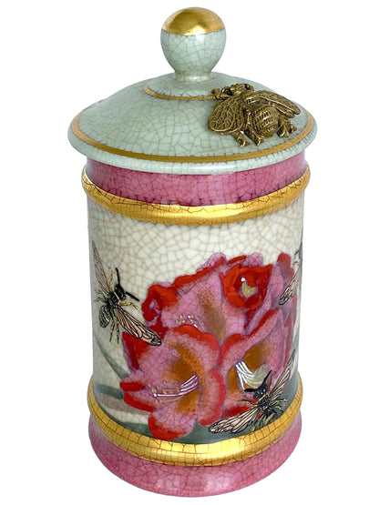Apothecary Porcelain Trinket Jar Jardiner Brass Bee by C.A.M 16.5cm