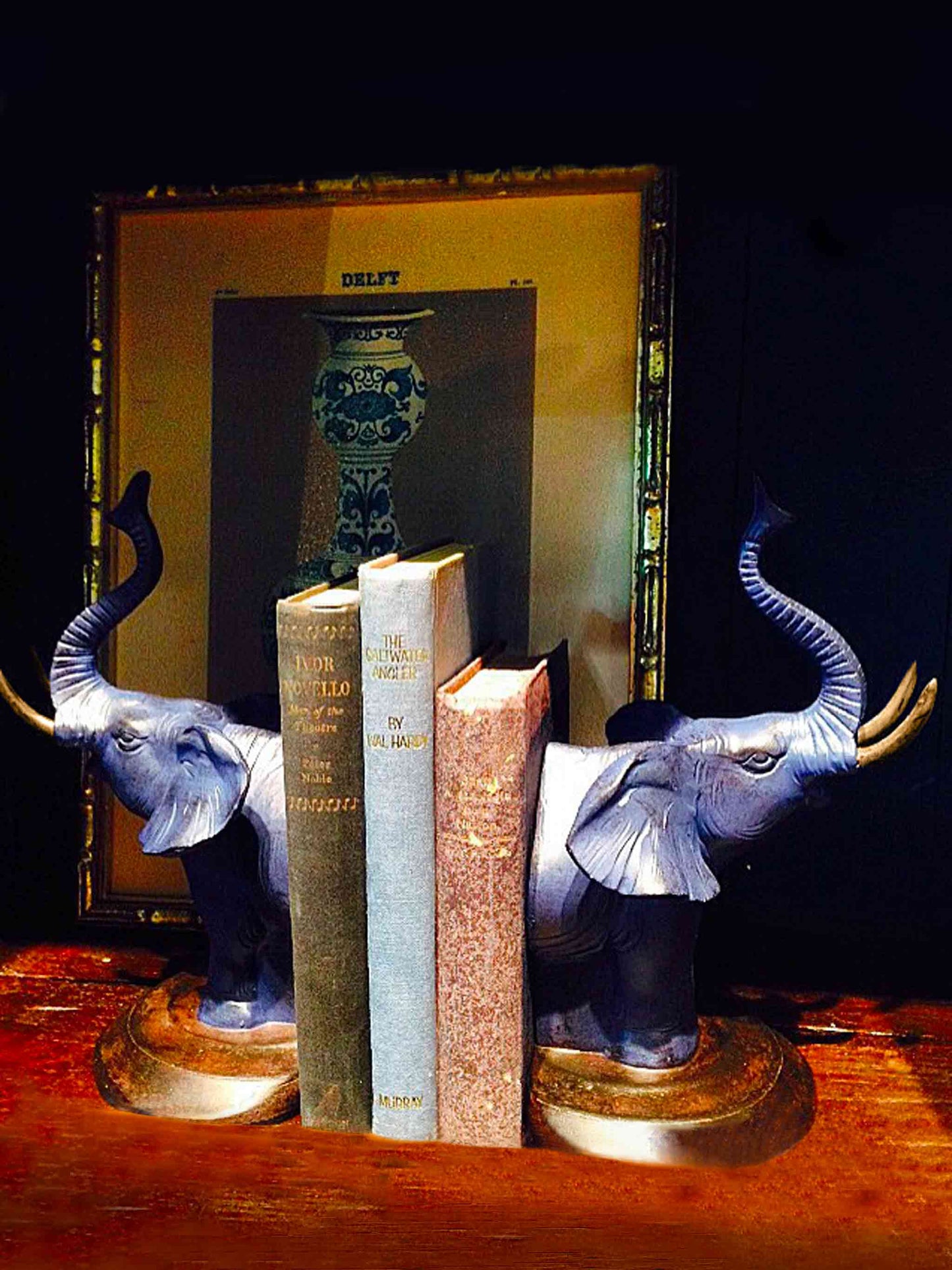 Animal Bookends Indigo Blue Royale Elephant by C.A.M 28cm