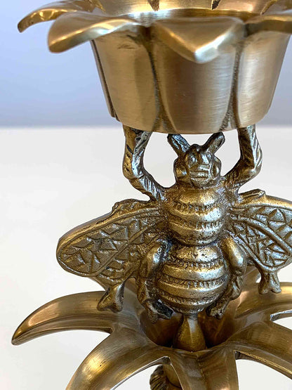 Brass Décor Candle Holder in Blossom Abeja Bee by C.A.M 24cm